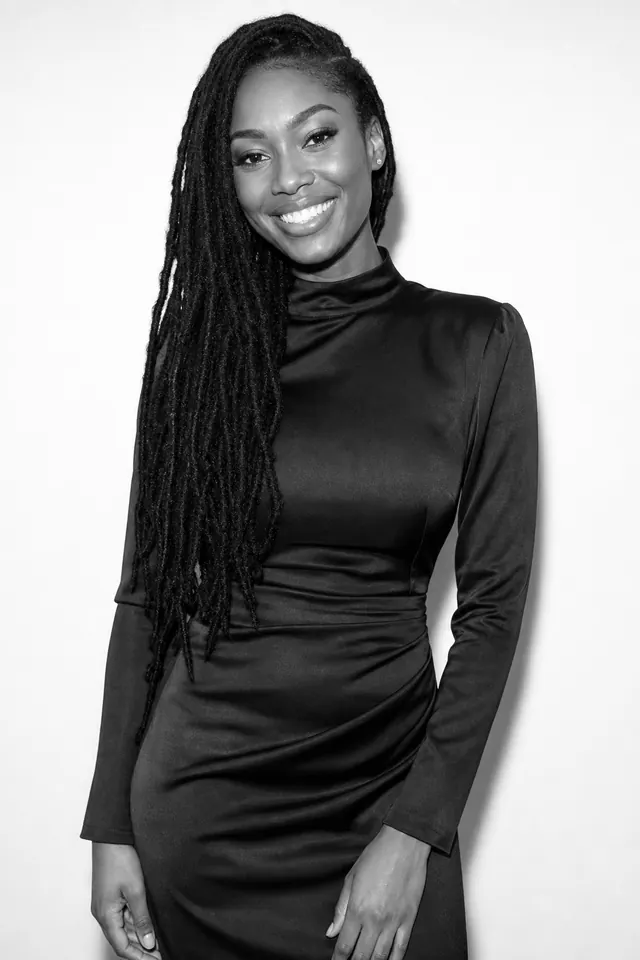 Guests posing for a polished black-and-white Glam Booth portrait, photo 8