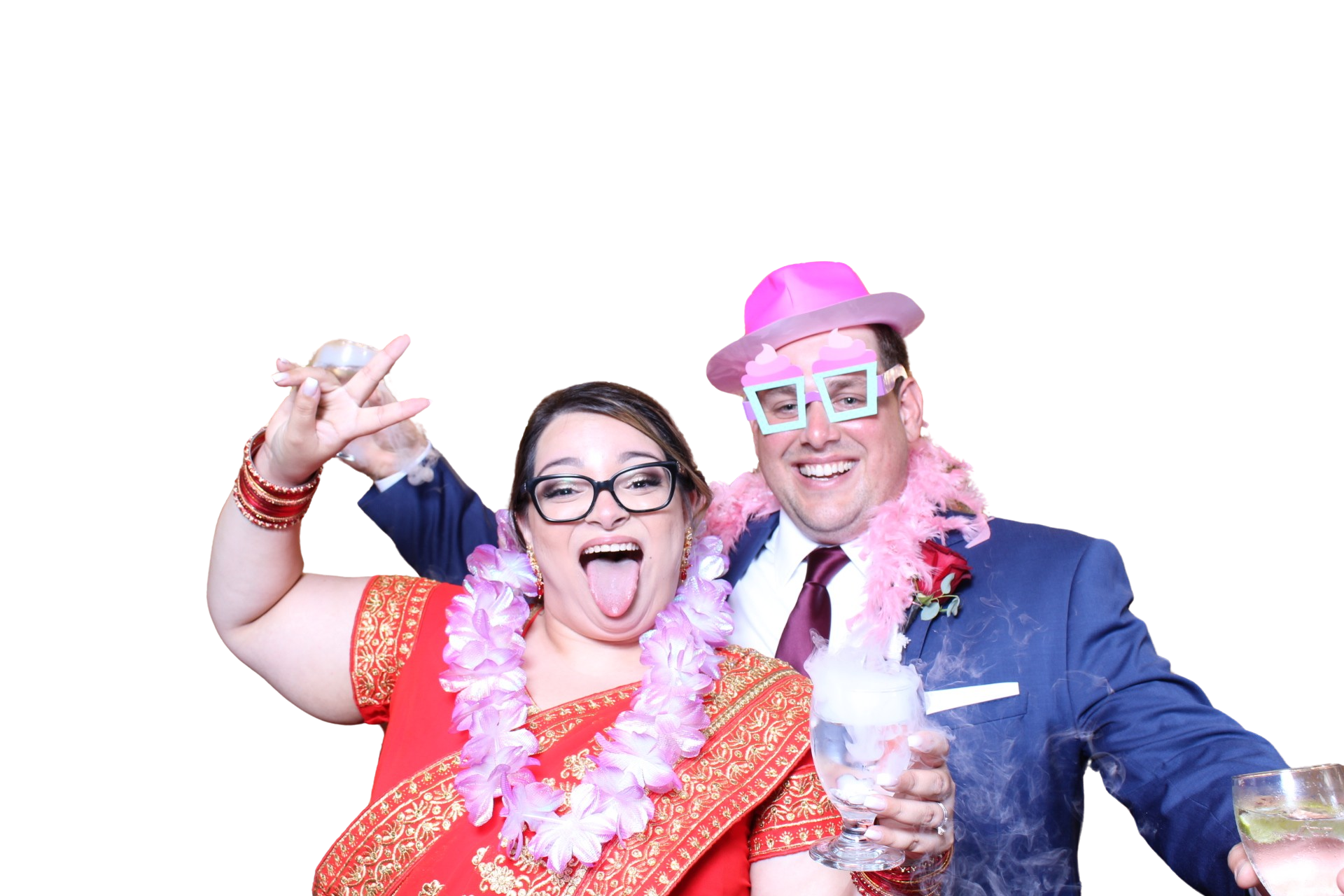 Guests celebrating with fun photo booth props